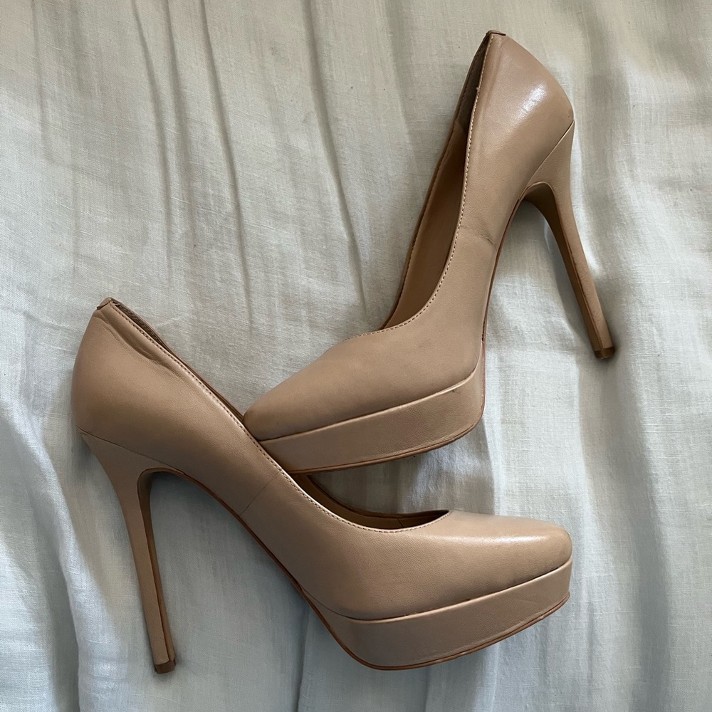 Vince Camuto | Niomi Pink Nude Round Toe Platform Stiletto Heels | Size 8
